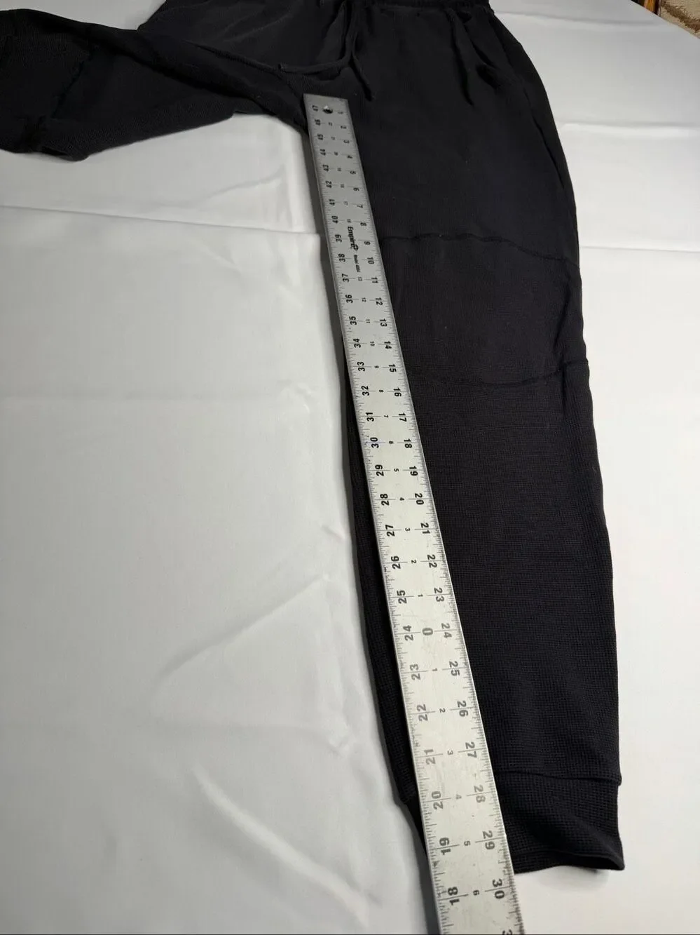 Alo Yoga Waffle Knit Thermal Jogger Sweatpants Charcoal Gray Unisex Size Small